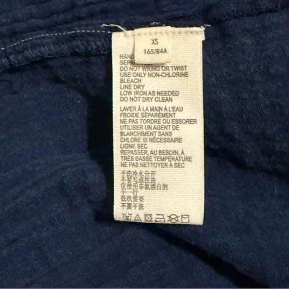 New Free People Denim Distressed Blue Smocked Mini Dress Tunic Cotton Host Pick - Picture 10 of 15